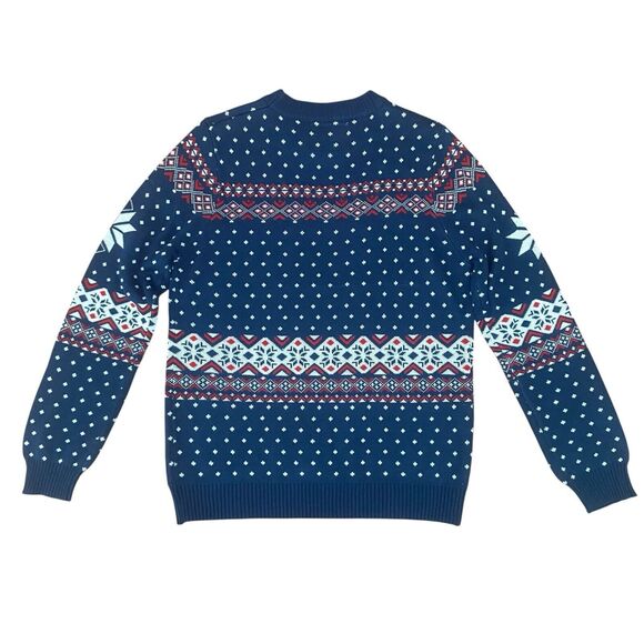 Tipsy Elves Humping Reindeer Ugly Christmas Sweater Men's L Blue Crewneck Funny - Picture 3 of 9